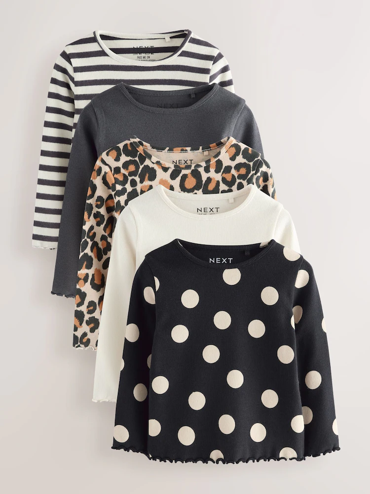 black/white long sleeve rib tops 5 pack (3mths 7yrs) black/white long sleeve rib tops 5 pack (3mths 7yrs)