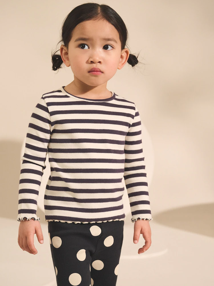 black/white long sleeve rib tops 5 pack (3mths 7yrs) black/white long sleeve rib tops 5 pack (3mths 7yrs)