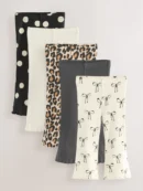 animal print flared leggings 5 pack (3mths 7yrs)