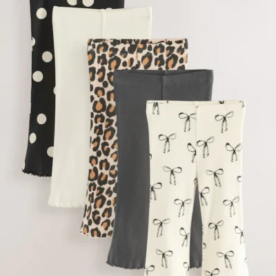 animal print flared leggings 5 pack (3mths 7yrs)