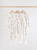 ecru fairy two way zip baby sleepsuits 3 pack (0 2yrs)