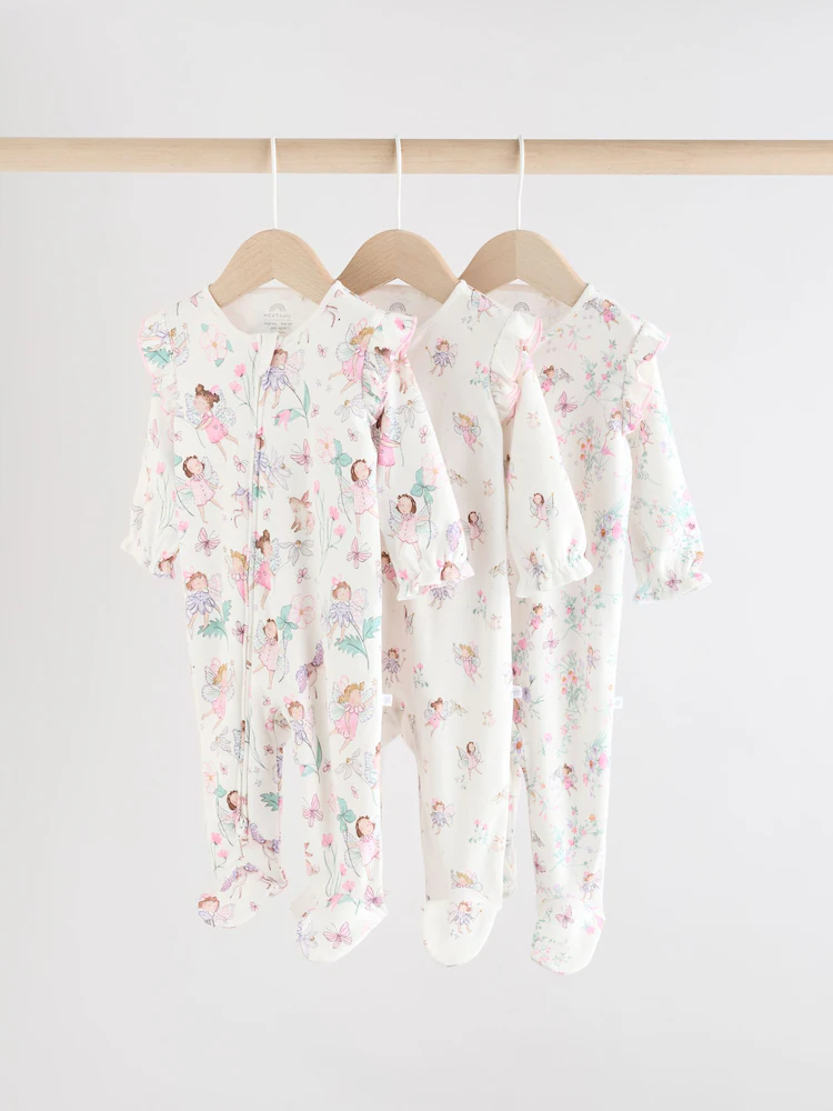 ecru fairy two way zip baby sleepsuits 3 pack (0 2yrs) ecru fairy two way zip baby sleepsuits 3 pack (0 2yrs)