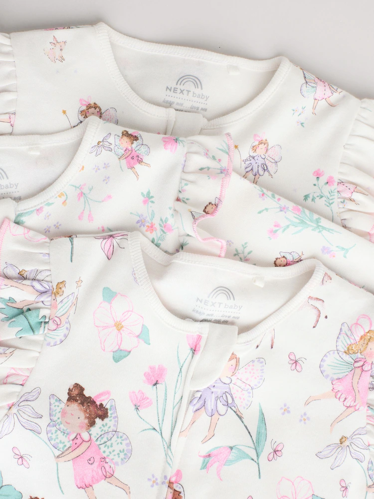 ecru fairy two way zip baby sleepsuits 3 pack (0 2yrs) ecru fairy two way zip baby sleepsuits 3 pack (0 2yrs)