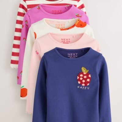 black/white long sleeve rib tops 5 pack (3mths 7yrs) (copy)