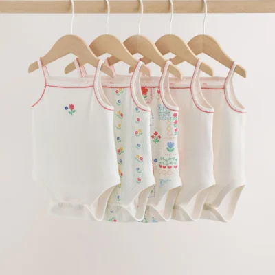 cream vest baby bodysuits 5 pack