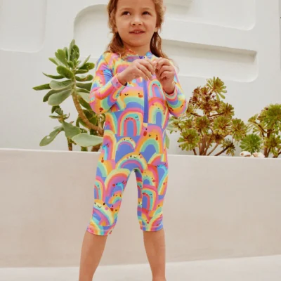 coral pink ditsy floral long leg sunsafe swimsuit (3mths 7yrs) (copy)