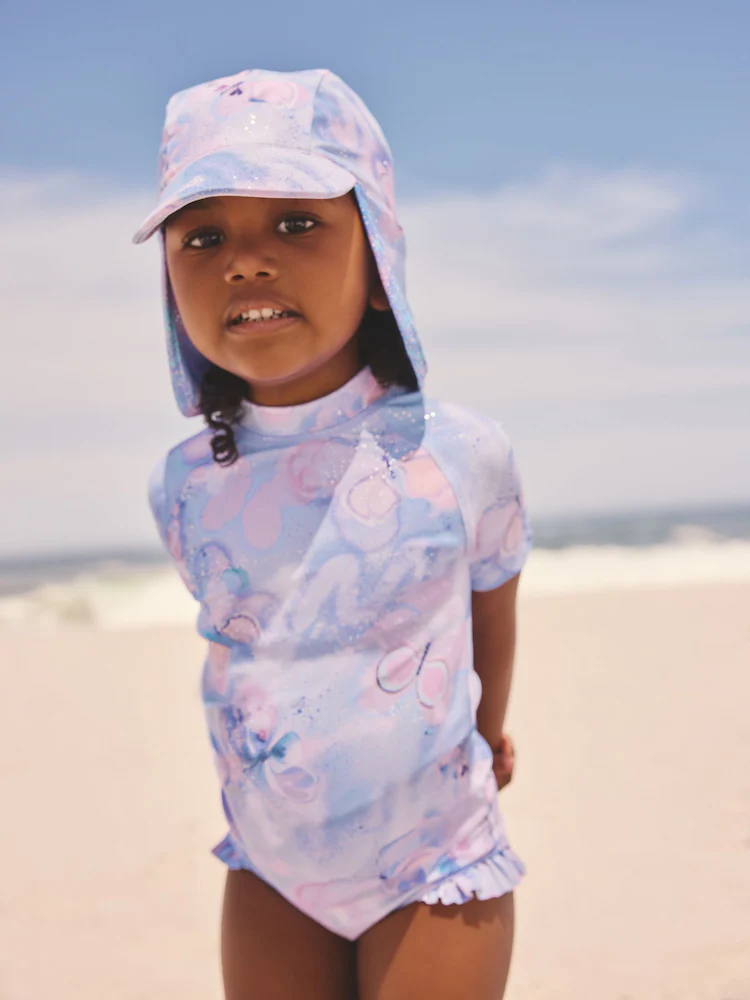 lilac purple butterfly foil short sleeved sunsafe swim set (3mths 10yrs) lilac purple butterfly foil short sleeved sunsafe swim set (3mths 10yrs)
