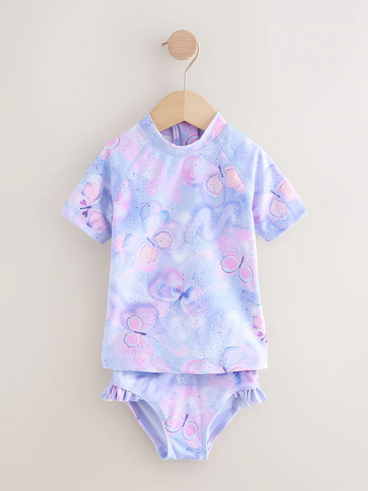 lilac purple butterfly foil short sleeved sunsafe swim set (3mths 10yrs) lilac purple butterfly foil short sleeved sunsafe swim set (3mths 10yrs)