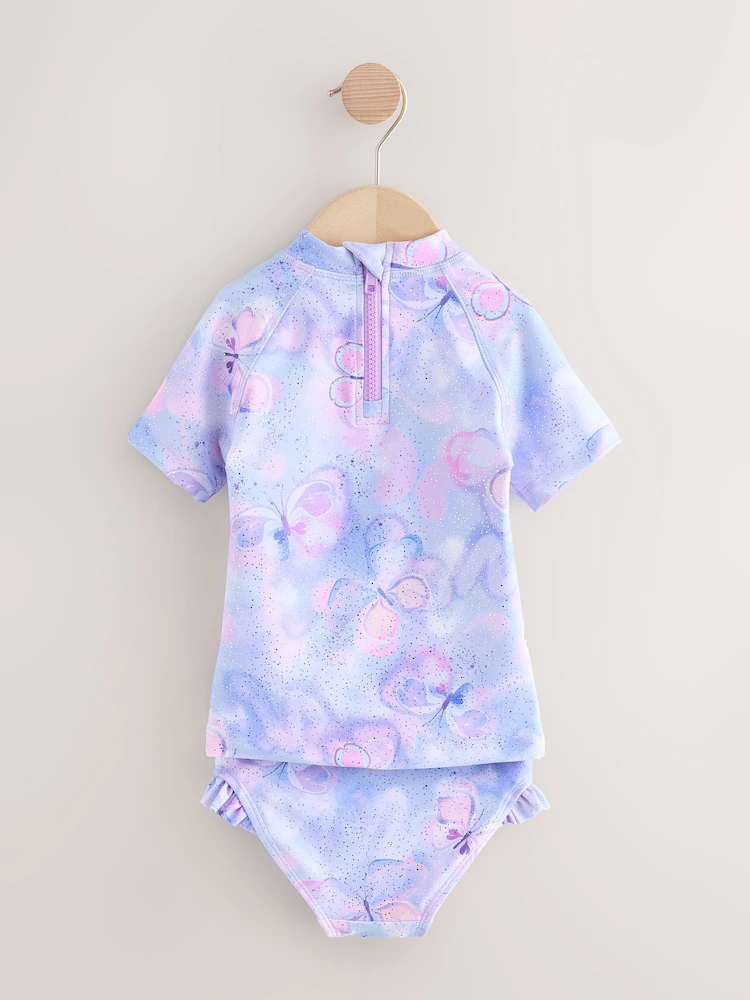 lilac purple butterfly foil short sleeved sunsafe swim set (3mths 10yrs) lilac purple butterfly foil short sleeved sunsafe swim set (3mths 10yrs)
