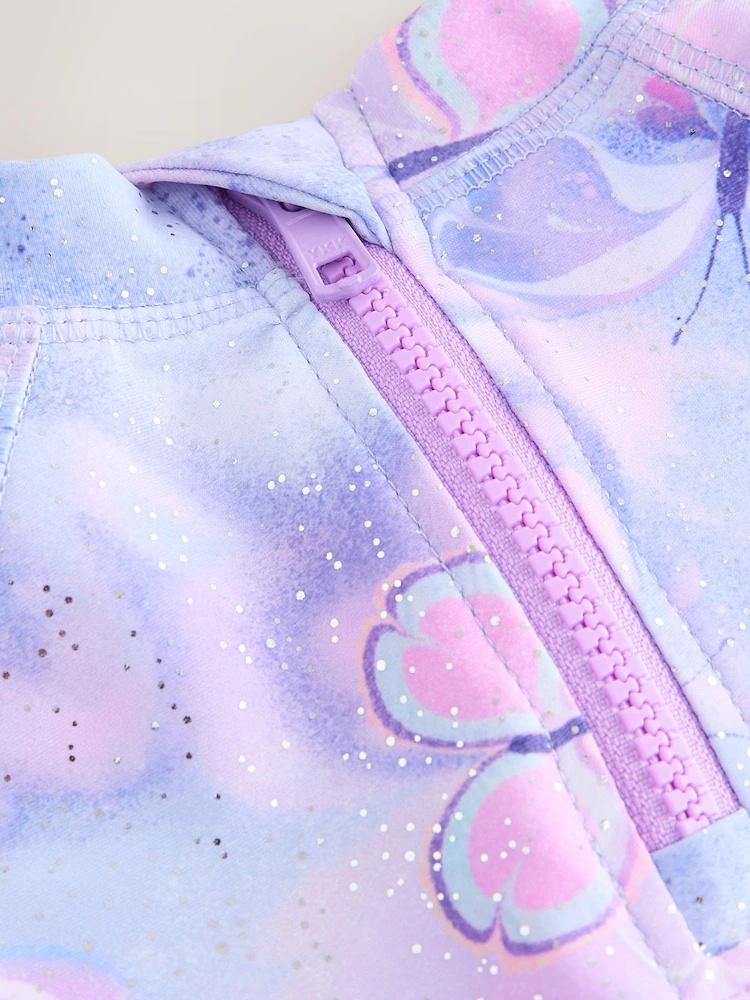 lilac purple butterfly foil short sleeved sunsafe swim set (3mths 10yrs) lilac purple butterfly foil short sleeved sunsafe swim set (3mths 10yrs)