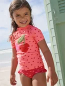 pink/ red cherry short sleeved sunsafe swim set (3mths 10yrs)
