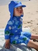 blue sunsafe swimsuit and hat set (3mths 7yrs)