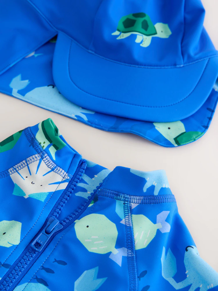 blue sunsafe swimsuit and hat set (3mths 7yrs) blue sunsafe swimsuit and hat set (3mths 7yrs)
