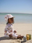 white sunsafe swimsuit and hat set (3mths 7yrs)
