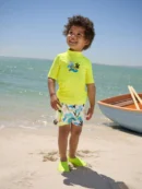 white/red/yellow short sleeve sunsafe rash vest and swim shorts set (3mths 7yrs) (copy)