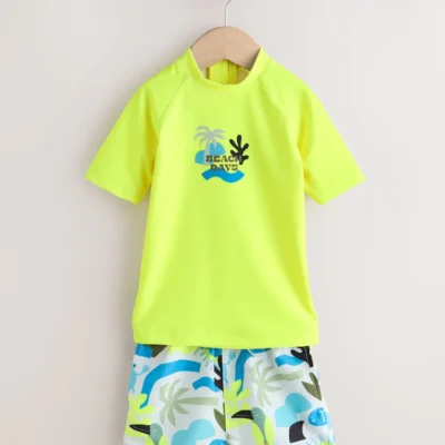 white/red/yellow short sleeve sunsafe rash vest and swim shorts set (3mths 7yrs) (copy)