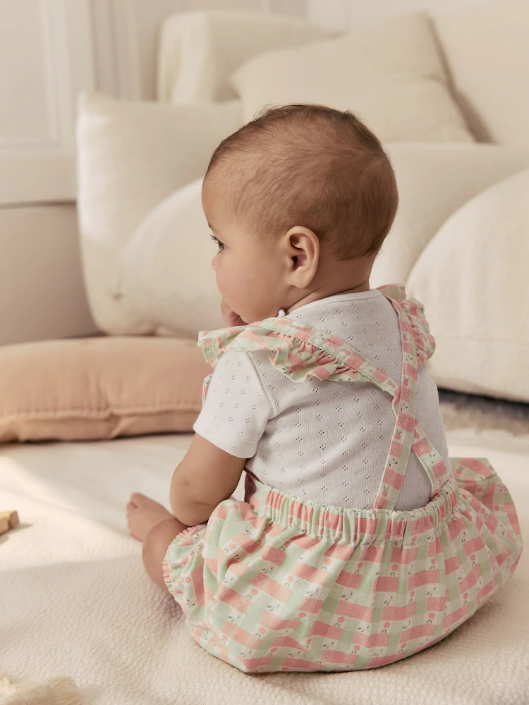 pink check baby dungarees and bodysuits set 2 piece (0mths 2yrs) pink check baby dungarees and bodysuits set 2 piece (0mths 2yrs)