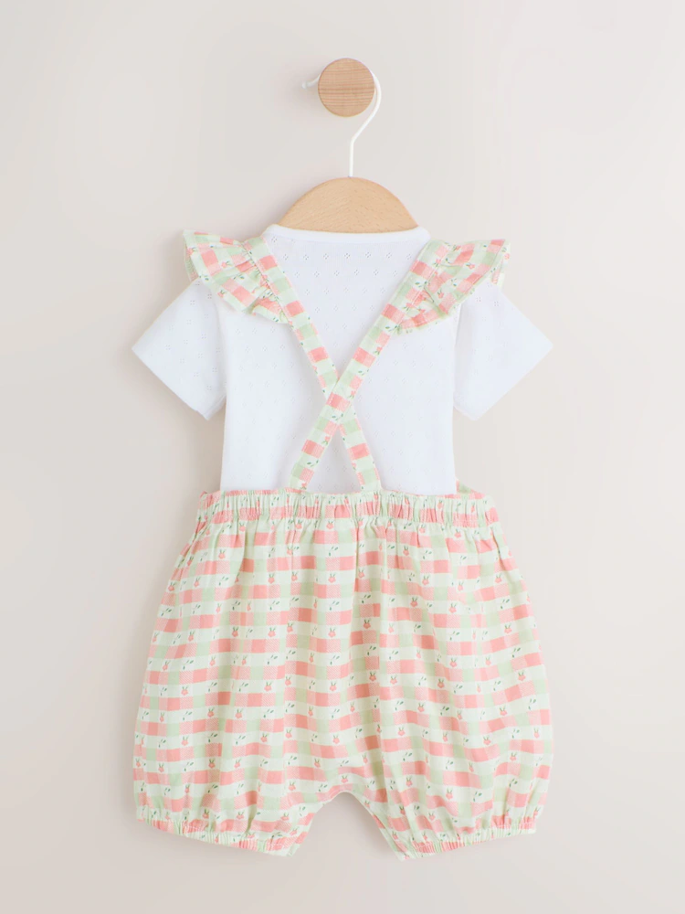 pink check baby dungarees and bodysuits set 2 piece (0mths 2yrs) pink check baby dungarees and bodysuits set 2 piece (0mths 2yrs)