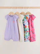multi bright floral jersey baby rompers 4 pack