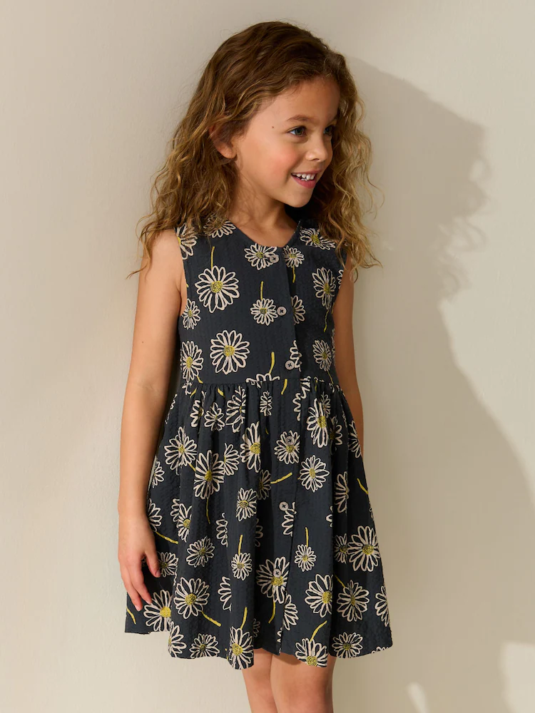 pink floral stripe short sleeve button through dress (3 16yrs) (copy)