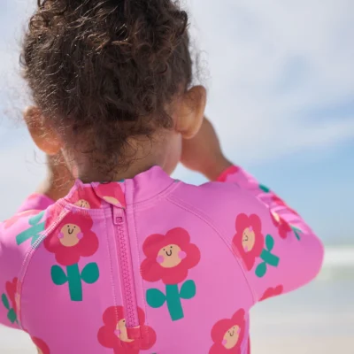 pink stampy floral sunsafe swim set (3mths 7yrs)