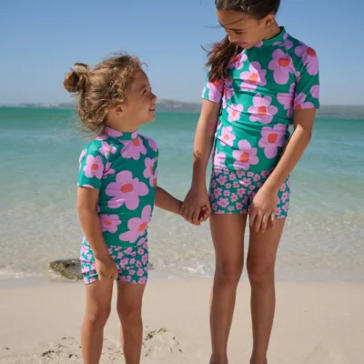 green stampy floal short sleeved sunsafe swim set (3mths 10yrs)