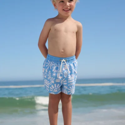 blue printed swim shorts (3mths 7yrs)