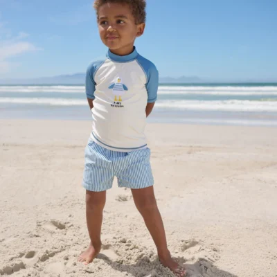 blue short sleeve sunsafe rash vest and swim shorts set (3mths 7yrs) (copy)