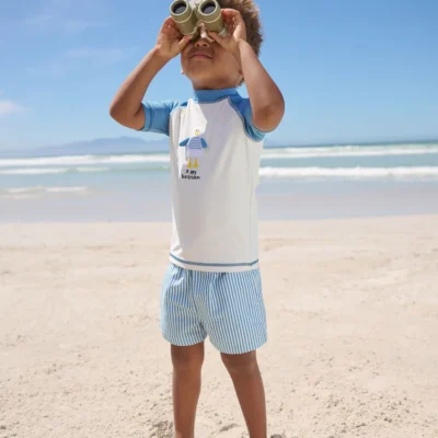 blue short sleeve sunsafe rash vest and swim shorts set (3mths 7yrs) (copy)