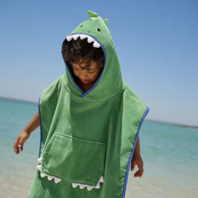 green dino towelling poncho (9mths 6yrs)