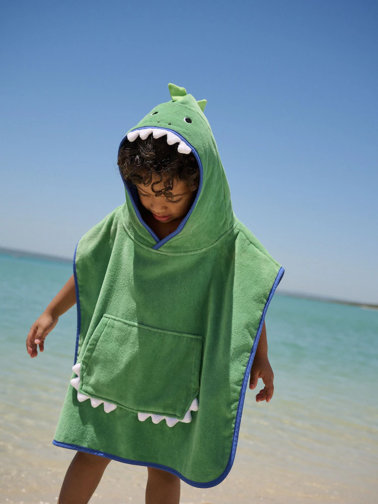 green dino towelling poncho (9mths 6yrs)
