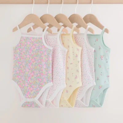 pink/blue vest baby bodysuits 5 pack