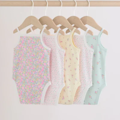 pink/blue vest baby bodysuits 5 pack