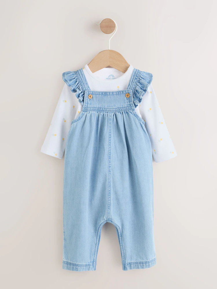 denim dungarees and long sleeve bodysuit set 2 piece (0mths 3yrs) denim dungarees and long sleeve bodysuit set 2 piece (0mths 3yrs)