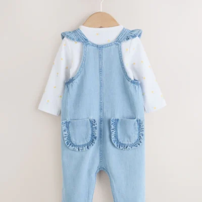 denim dungarees and long sleeve bodysuit set 2 piece (0mths 3yrs)