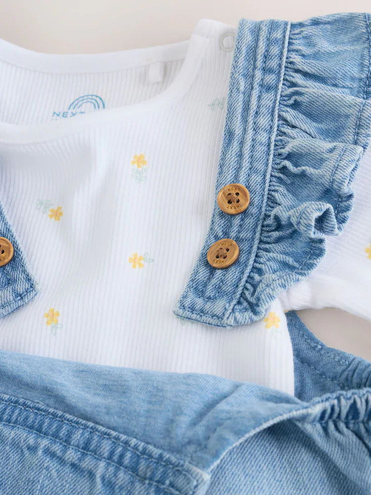 denim dungarees and long sleeve bodysuit set 2 piece (0mths 3yrs) denim dungarees and long sleeve bodysuit set 2 piece (0mths 3yrs)