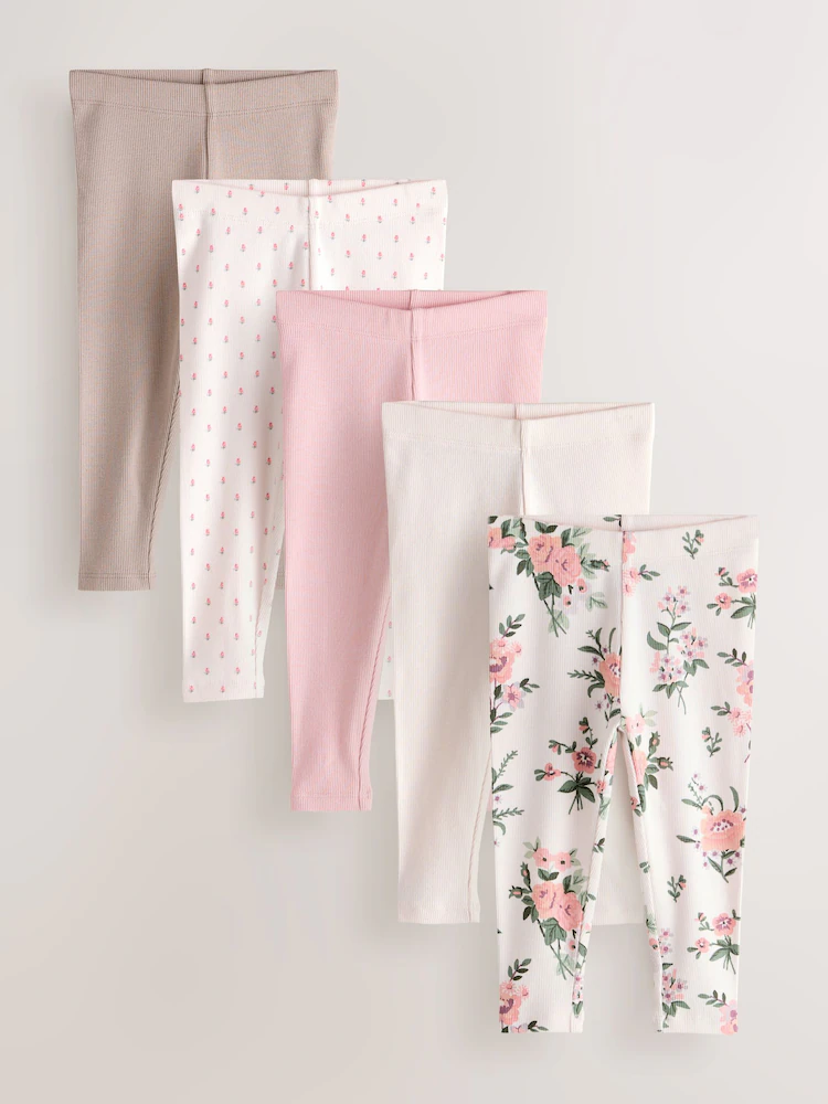 pink ribbed leggings 5 pack (3mths 7yrs) pink ribbed leggings 5 pack (3mths 7yrs)