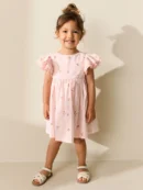 pink print angel sleeve dress (3mths 8yrs)