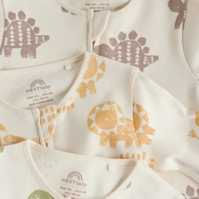 multi safari two way zip baby sleepsuits 3 pack (0mths 2yrs)