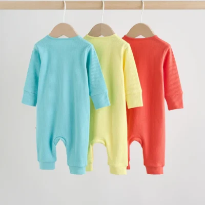 multi brights two way zip baby sleepsuits 3 pack (0mths 3yrs)