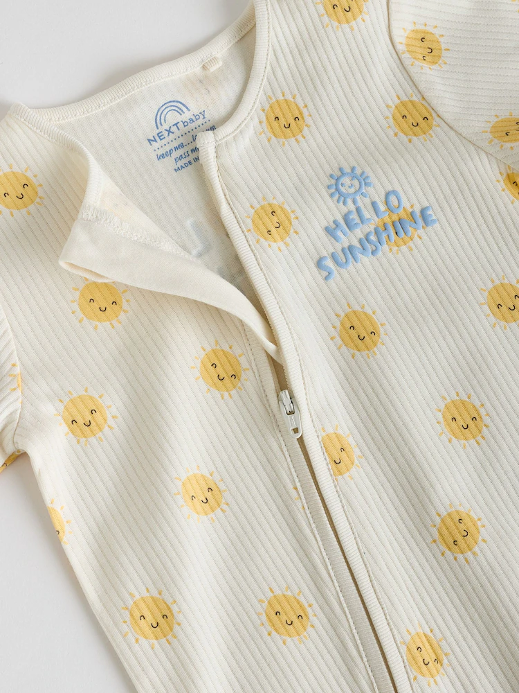 yellow/blue sunshine two way zip baby sleepsuits 3 pack (0mths 3yrs) yellow/blue sunshine two way zip baby sleepsuits 3 pack (0mths 3yrs)