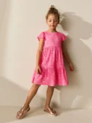 multi tropical angel sleeve crinkle dress (3 16yrs) (copy)