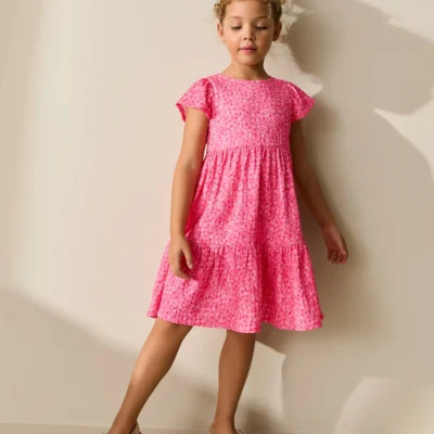 multi tropical angel sleeve crinkle dress (3 16yrs) (copy)