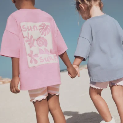 pink/orange top & cycle shorts set 2 pack (3mths 7yrs) (copy)