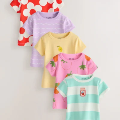 neutral ribbed short sleeve tops 5 pack (3mths 7yrs) (copy)