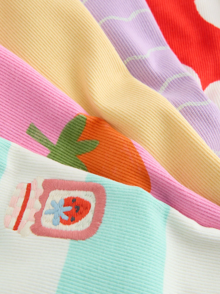 bright fruit ribbed short sleeve tops 5 pack (3mths 7yrs) bright fruit ribbed short sleeve tops 5 pack (3mths 7yrs)