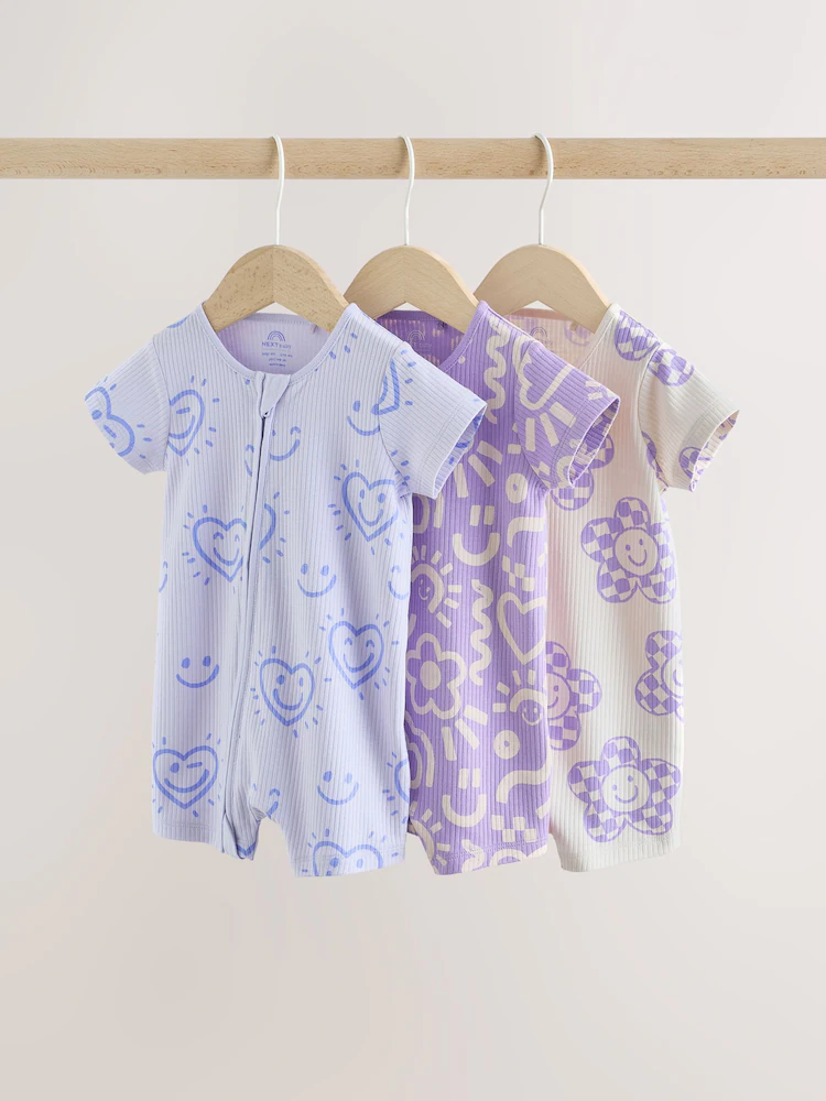 lilac purple two way zip baby sleepsuits 3 pack (0mths 3yrs) lilac purple two way zip baby sleepsuits 3 pack (0mths 3yrs)