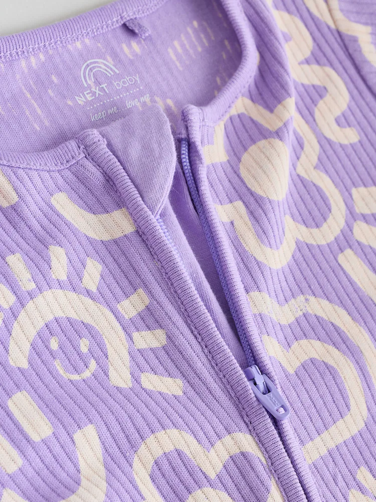 lilac purple two way zip baby sleepsuits 3 pack (0mths 3yrs) lilac purple two way zip baby sleepsuits 3 pack (0mths 3yrs)