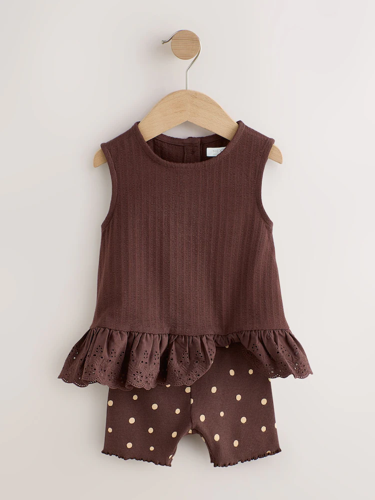 brown broderie vest and shorts set (3mths 7yrs) brown broderie vest and shorts set (3mths 7yrs)