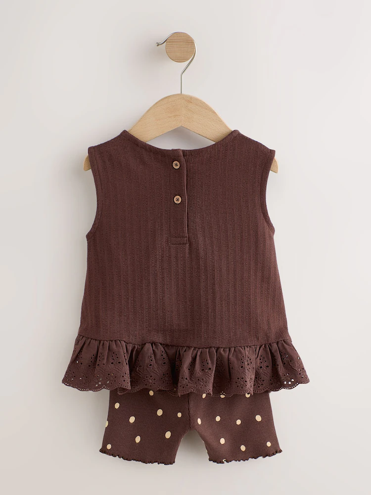 brown broderie vest and shorts set (3mths 7yrs) brown broderie vest and shorts set (3mths 7yrs)